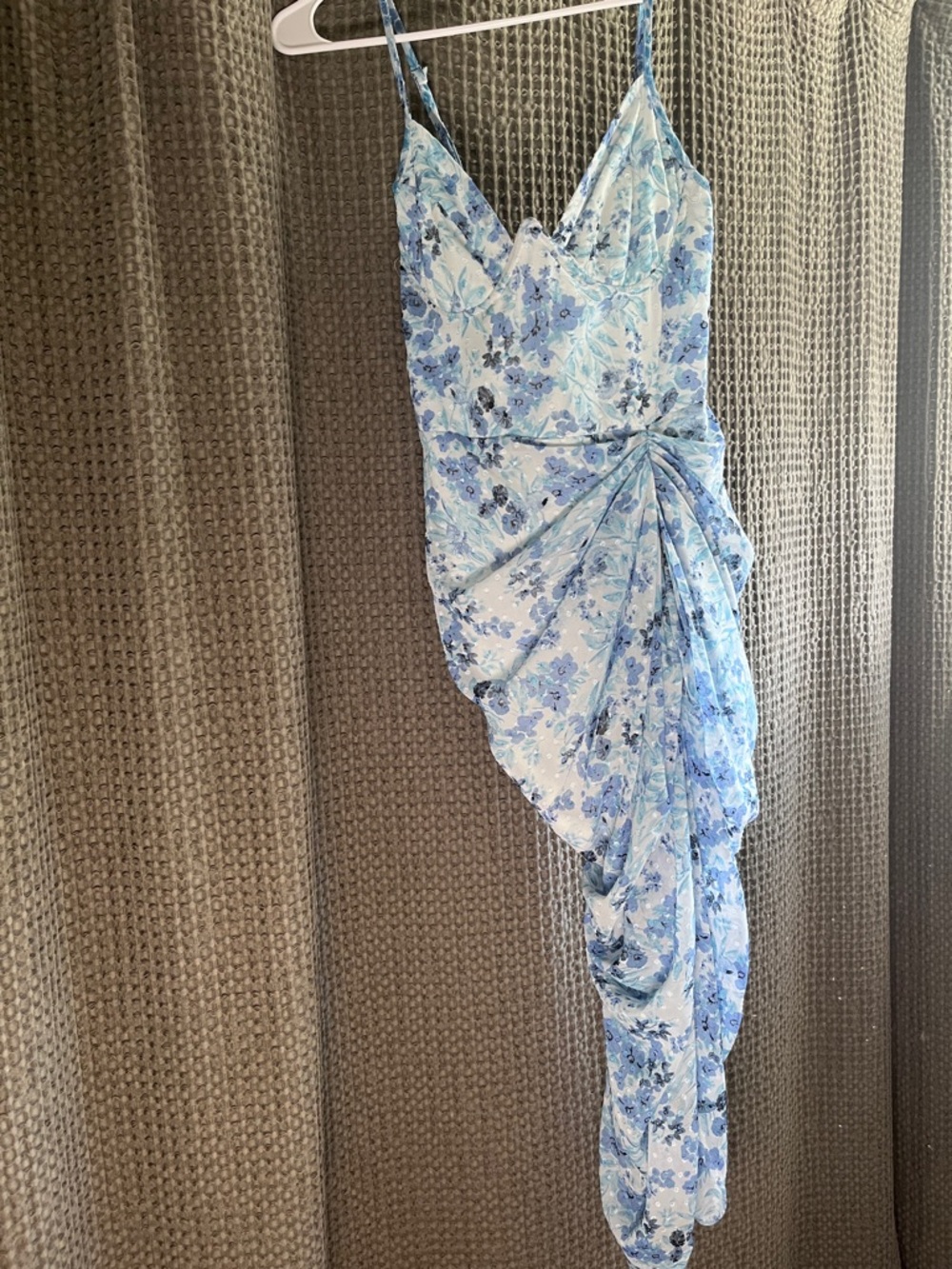 Blue Floral Draped dress